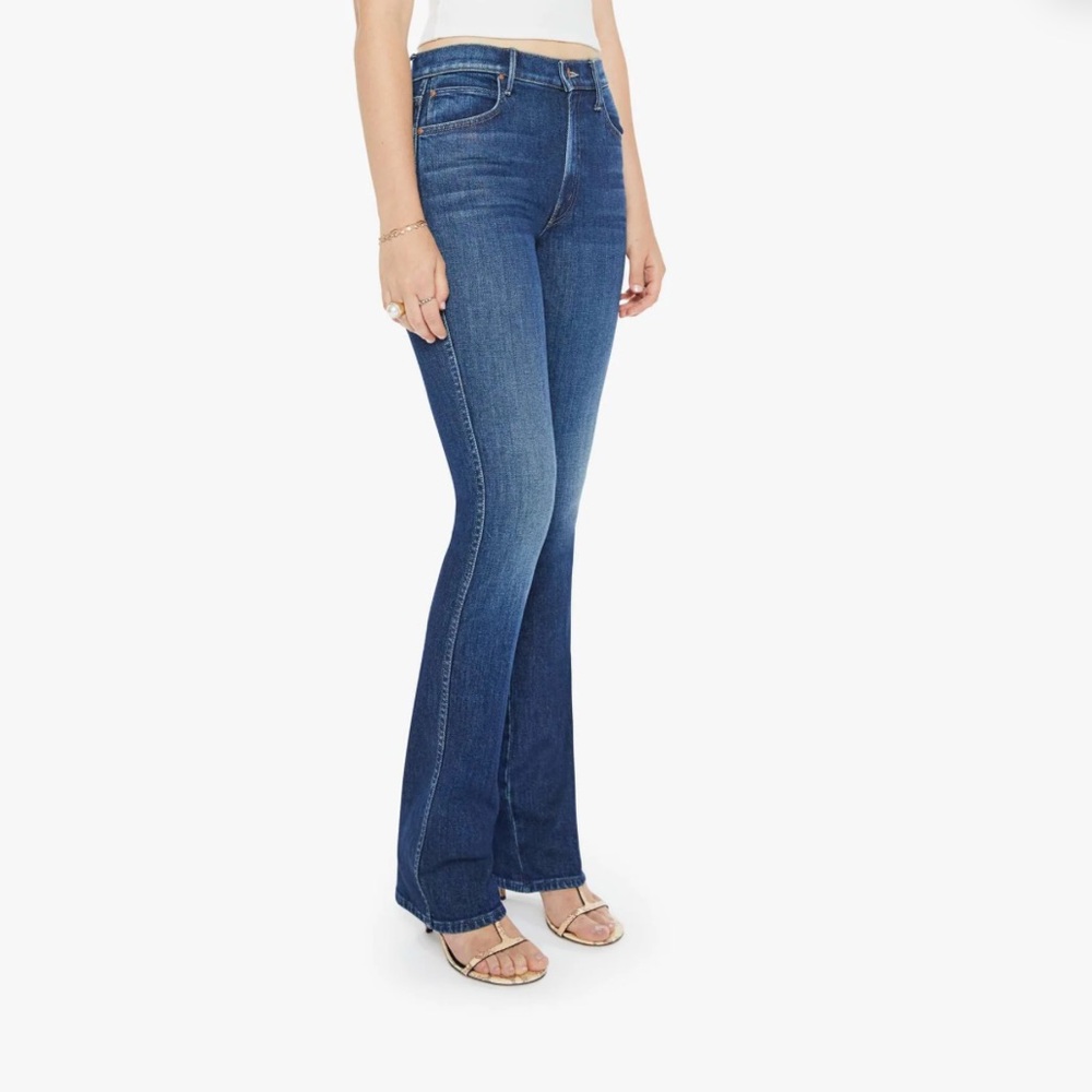 MOTHER Smokin Double Heel Flare Jeans in Deep Blue - Picture 2 of 8